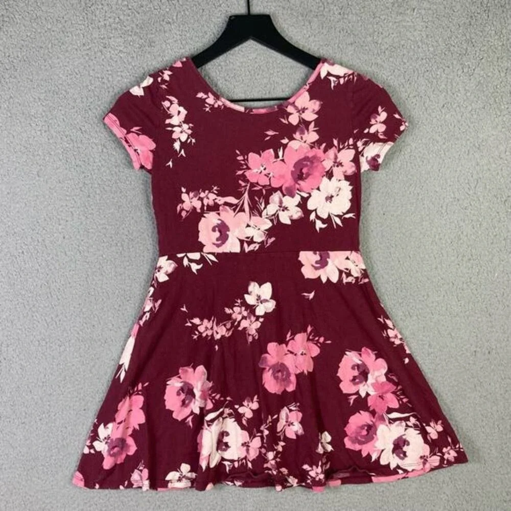 The Children's Place Girls Floral Fit & Flare Dress Size L Multicolor Red Pink - Picture 7 of 11